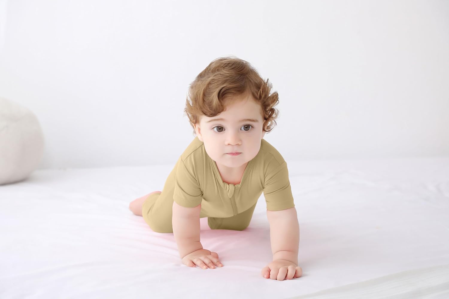 GUISBY Rayon Made from Bamboo Baby Pajamas, Summer Short Sleeve Footless Rompers, 2 Way Zipper Sleeper