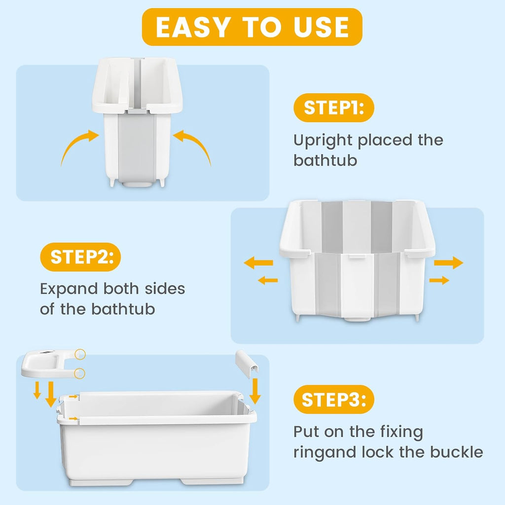 Collapsible Baby Bathtub with Smart Temperature Display, Portable Travel Bathtub, Ideal for 0-36 Months Infants