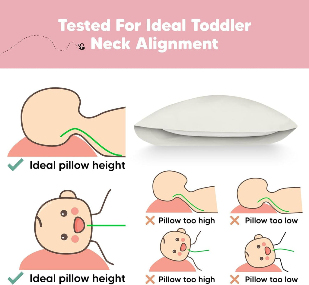 KeaBabies Toddler Pillow with Pillowcase, Jumbo 14X20 - Soft Organic Cotton Toddler Pillows for Sleeping - Machine Washable - Perfect for Travel, Toddler Bed Set (Pearl Gray)