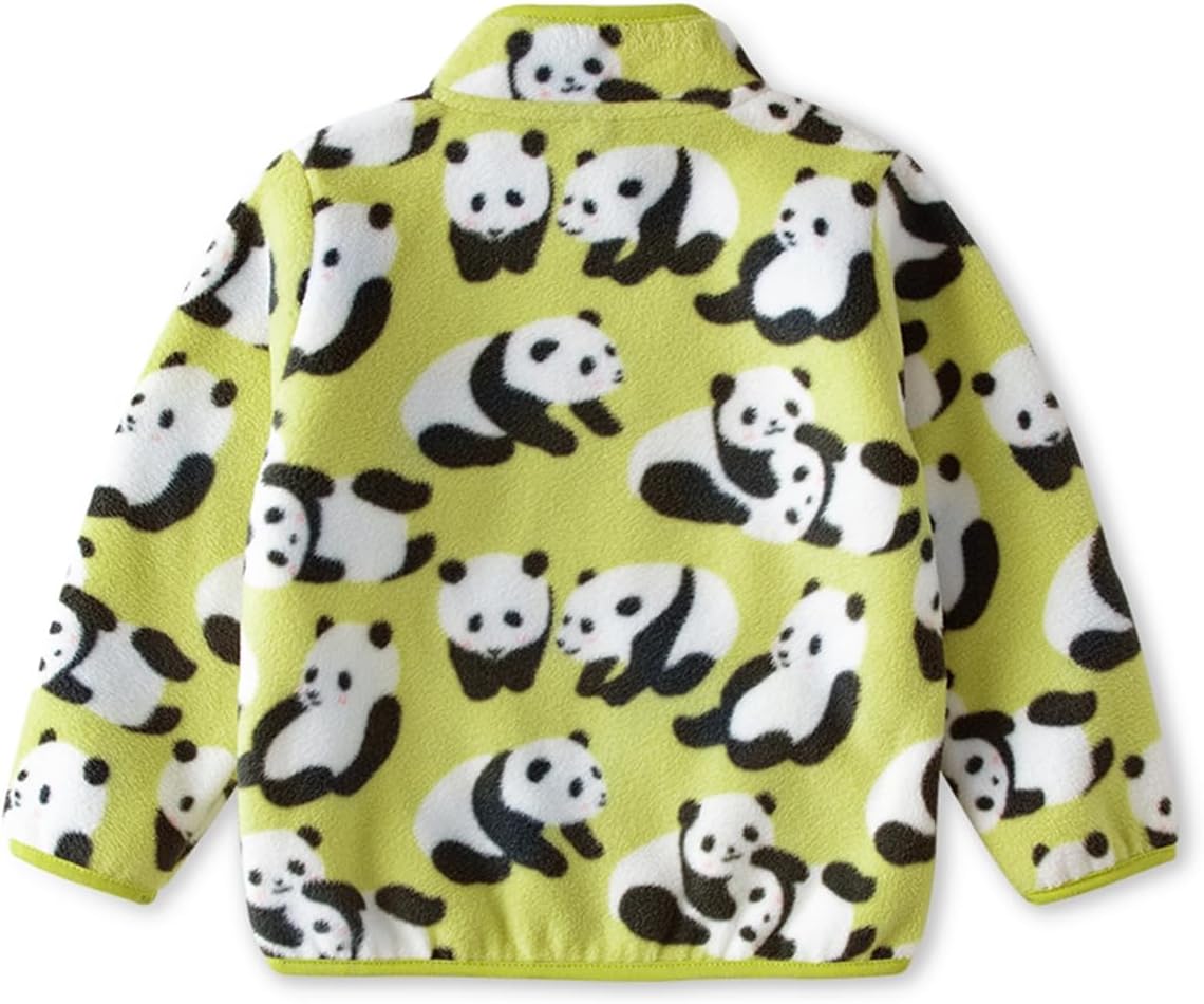 Kids Printed Polar Fleece Jacket Toddler Baby Boys Girls Autumn Winter Warm Sherpa Lining Outerwear Soft Lightweight
