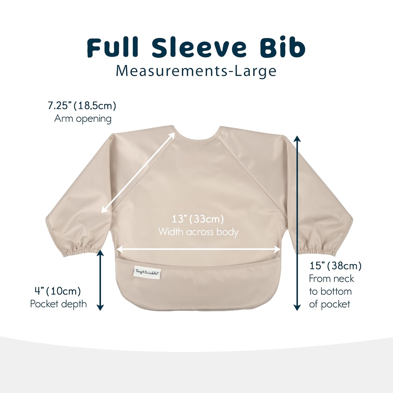 Tiny Twinkle Mess Proof Baby Bibs, 2pk Waterproof Smock Baby Bibs for Eating, Machine Washable Long Sleeve Bibs, Baby Led Weaning, Toddler Bibs, BLW Supplies (Periwinkle Putty, Large 2-4 Years)