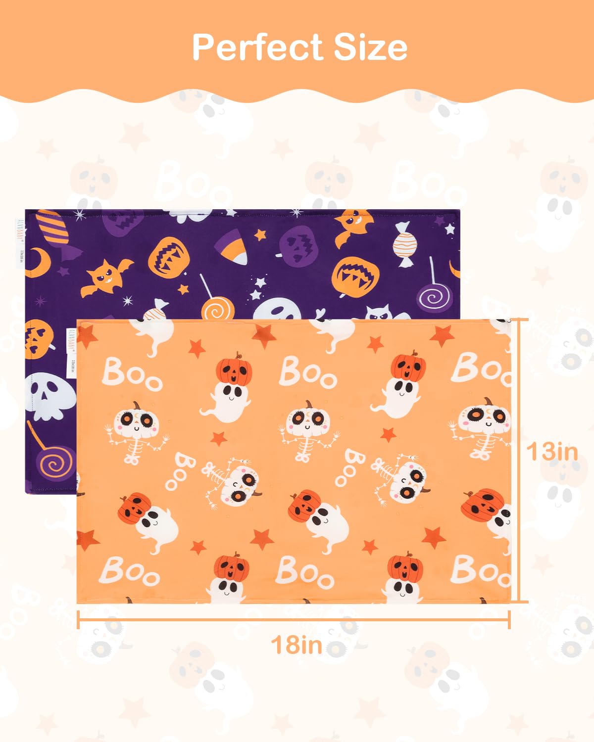 ALVABABY Toddler Pillowcases Stretchy Soft Kids Pillow Cover 2 Pack Fit 13"x 18" or 12"x16" Envelope for Girl Boy Sleepy Travel Halloween 2TPE35A