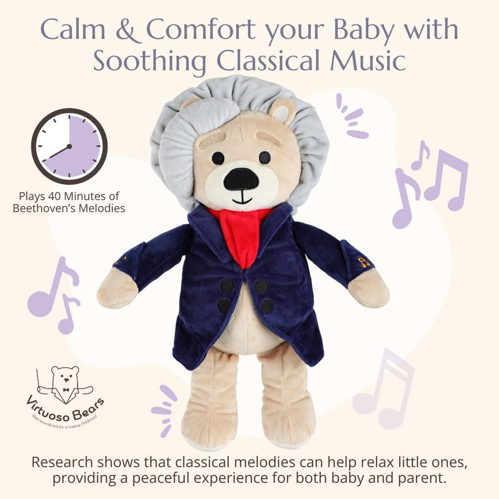 Ludwig Van Beethoven Virtuoso Bear – Plays 40 Mins of Classical Music, Educational & Soothing Musical Teddy Bear for Babies & Toddlers, Ideal