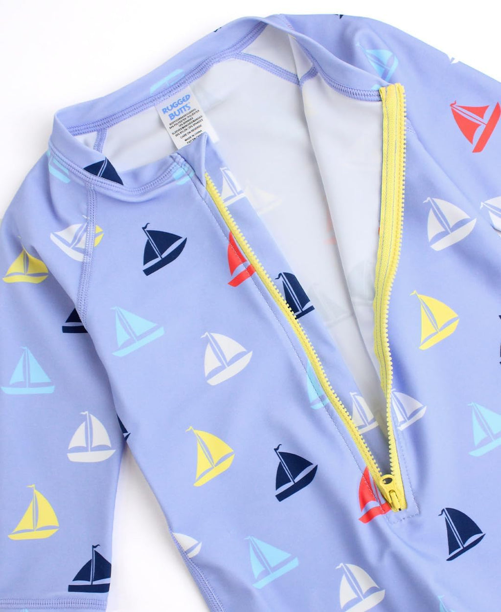 RUGGEDBUTTS Baby/Toddler Boy Swimsuit, One Piece Zipper Rash Guard Sunsuit with UPF 50+ Sun Protection