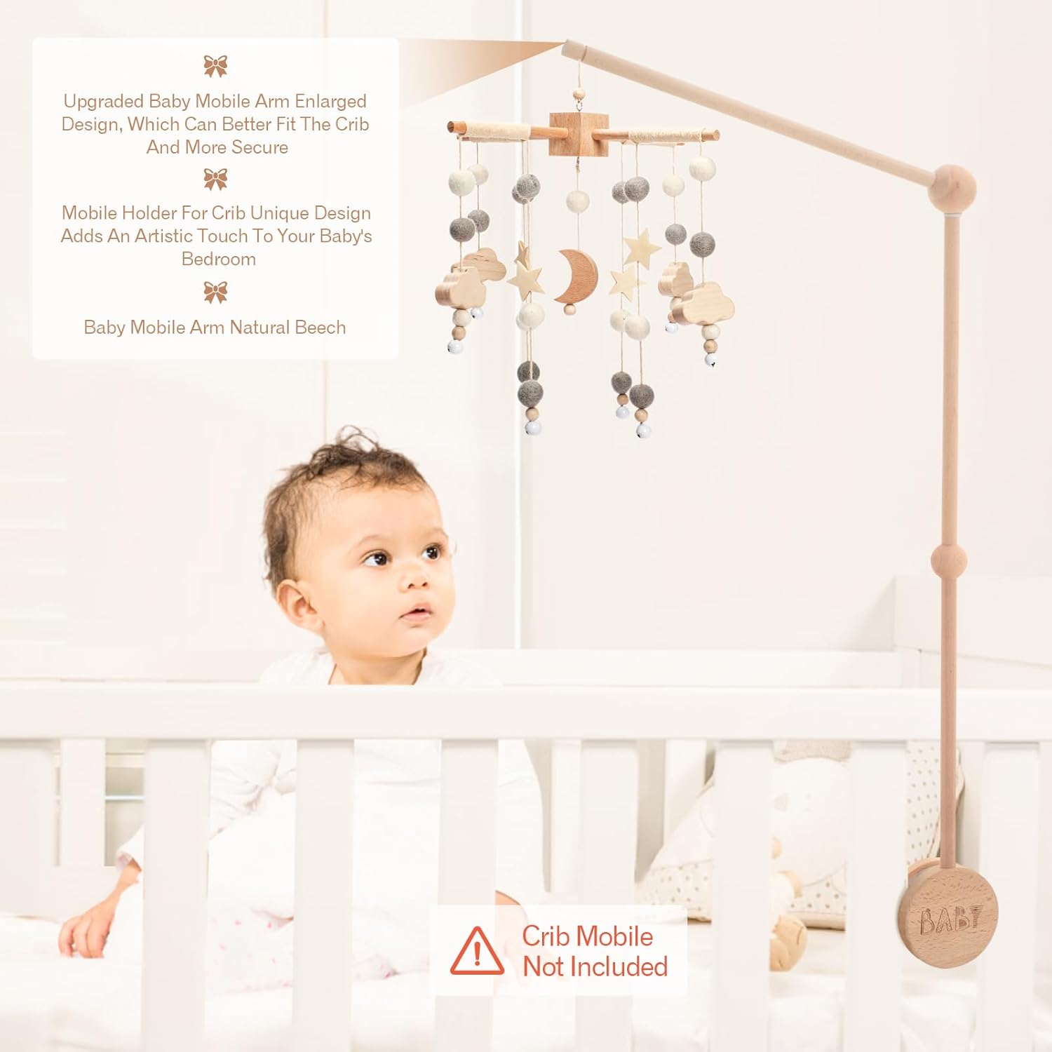 JETMHH Baby Crib Mobile Arm Holder - 36 Inch Large Version Safe Anti Slip Baby Mobile Hanger
