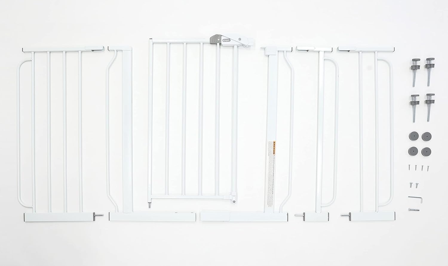 Regalo 56-Inch Extra WideSpan Walk Through Baby Gate, Includes 4-Inch, 8-Inch and 12-Inch Extension, 8 Piece Set - 4 Pack of Pressure Mounts and 4 Pack of Wall Cups and Mounting Kit, White