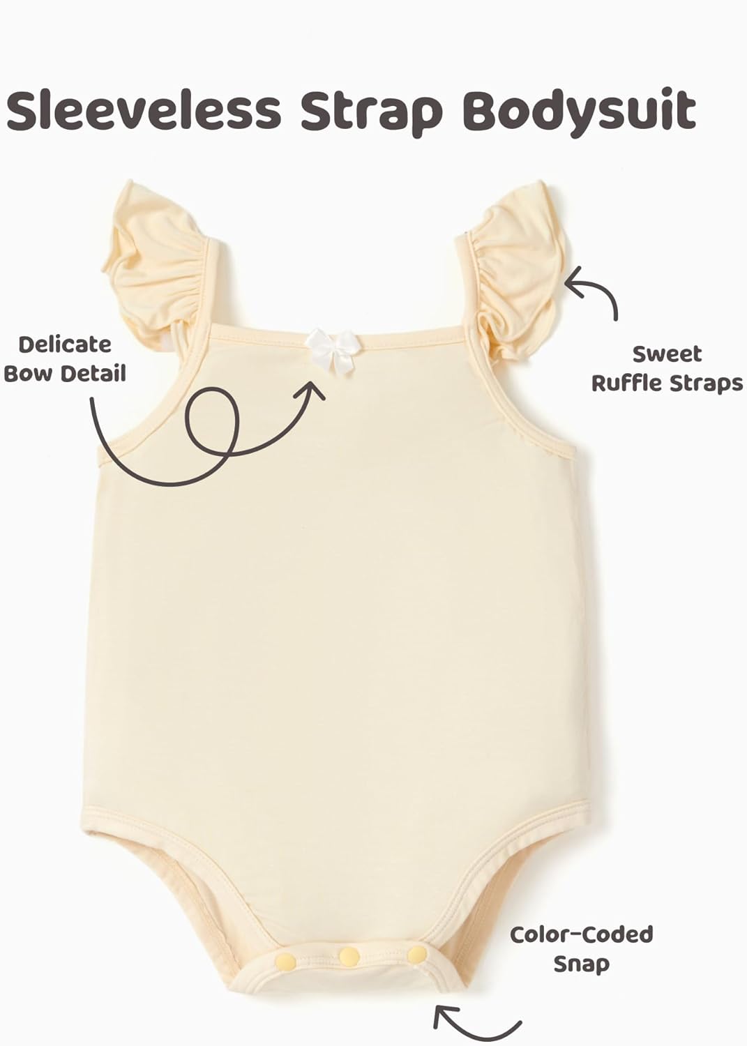 PATPAT Baby Girl Bodysuits - Soft Bamboo Viscose - Flutter Sleeves Cute Dress - Newborn Infant Summer Clothes - 3 Pack