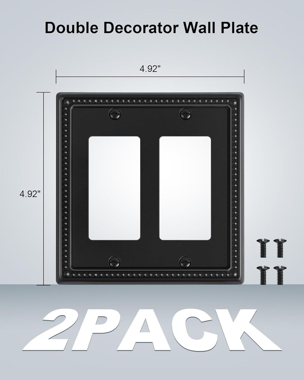 2-Pack Triple Toggle Light Switch Cover Plate, Pearls Decorative Switch Plate Covers, Black 3 Gang Metal Wall Plate, Corrosion Resistant