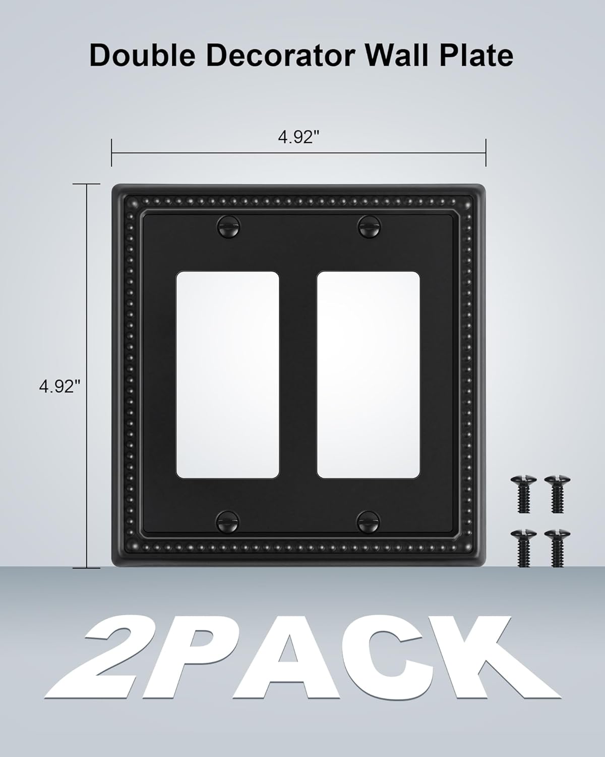 2-Pack Triple Toggle Light Switch Cover Plate, Pearls Decorative Switch Plate Covers, Black 3 Gang Metal Wall Plate, Corrosion Resistant