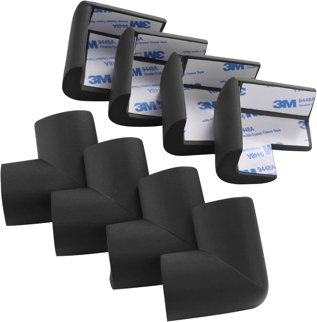 8 Pack Soft Sponge Table Corners, Corner Protector Baby, Baby Proofing Corner Guards, Pre-Taped Furniture Corner Protectors, Child Safety Furniture Bumper, Corner Protectors for furniturey, Black