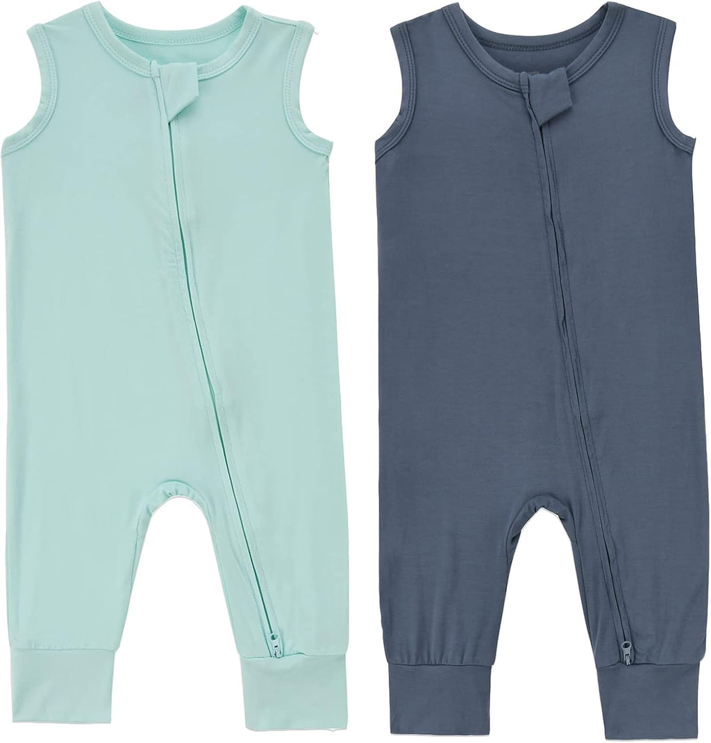 Baby Sleeveless Romper Zipper Toddler Summer Jumpsuit Rayon Outfits Infant Footless Pajamas 0-24m