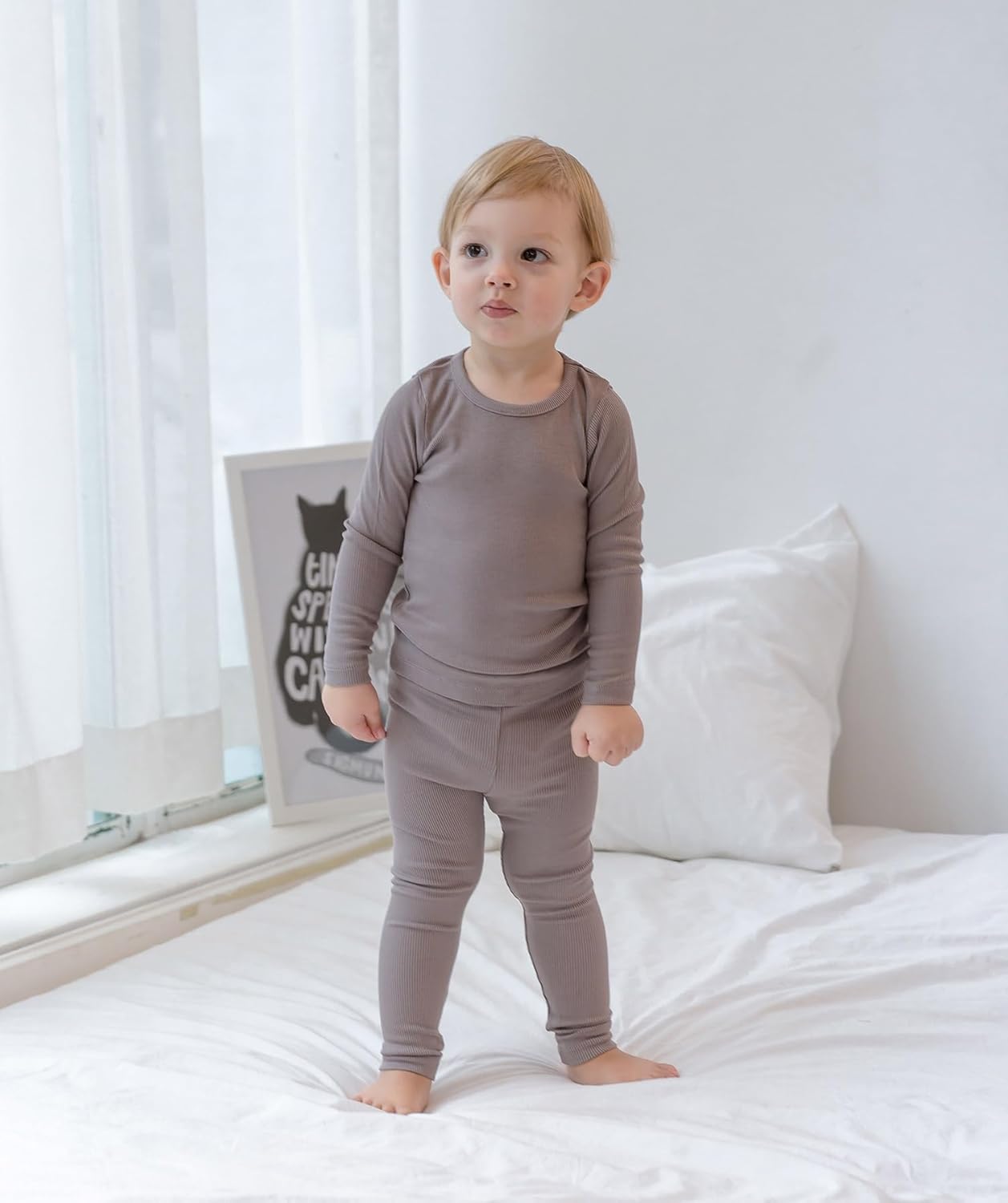 AVAUMA Baby Boys Girls Pajama Set Kids Toddler Snug fit Ribbed Sleepwear pjs for Daily Life Style