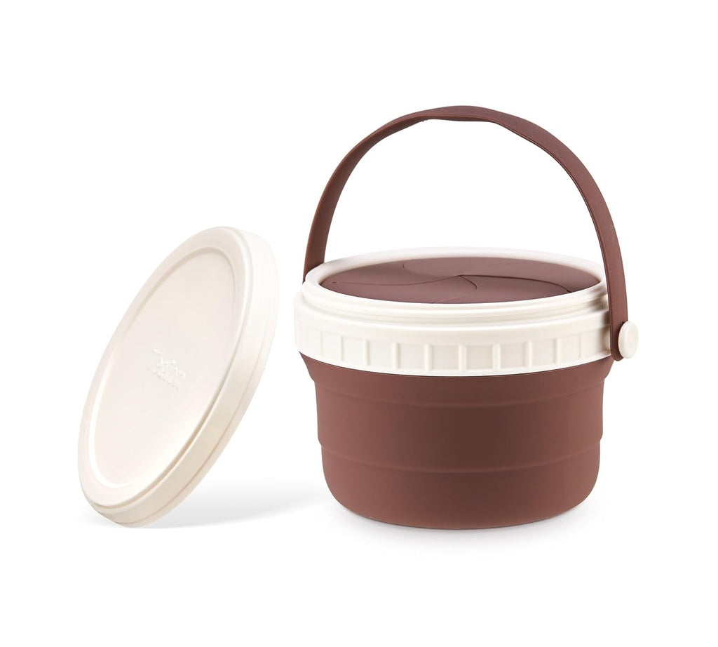 No Spill Silicone Toddler Snack Containers, Detachable Silicone Flap for Filling&Cleaning, Crumb-Free Hard Plastic Screw Travel Lid, Ultra-Soft for Baby Kids Hand In-Out, Snack Cup Holder 12 oz