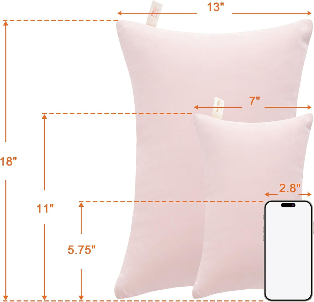 NTBAY Tiny Pillows, Down Alternative 7"x11" Microfiber Mini Pillows for Travel, Pets, Soft Machine Washable Small Pillows for Neck, Wrist, Lumbar and Knee, Pink