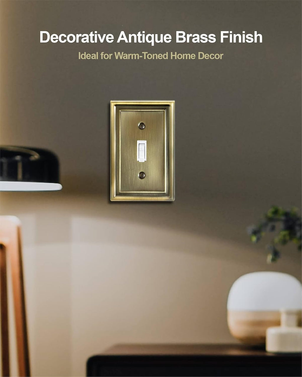 Antique Brass Light Switch Cover, Single Toggle Switch Plate Cover, Durable Metal Wall Plate, 3.15''*4.88'', Midsize, 4 Pack