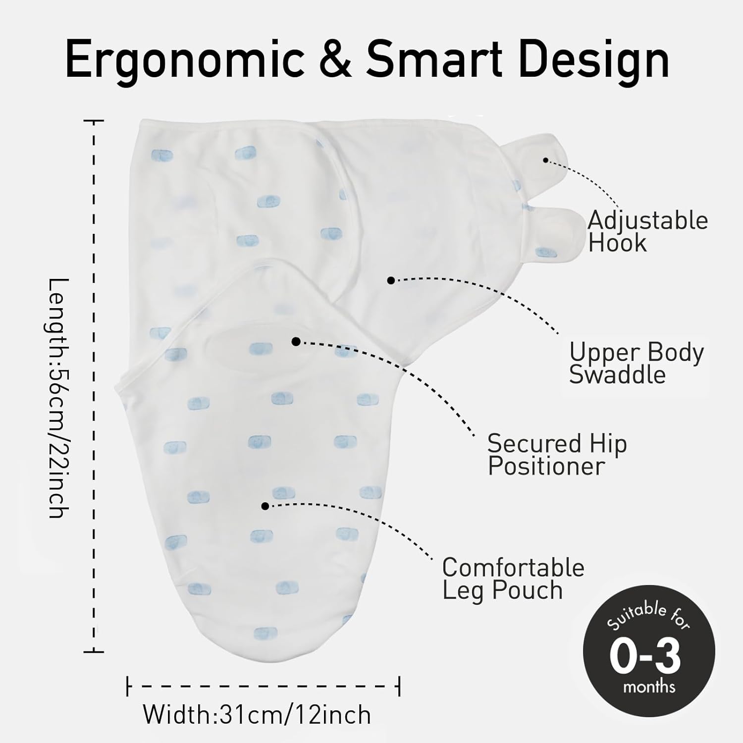 GLLQUEN BABY Swaddle 0-3 Months - 3 Pack Swaddles for Newborn, Adjustable Newborn Swaddling Wrap for Baby Boys and Girls, Swaddle Blanket Sleep Sack, Dinosaur & World, Easy Change