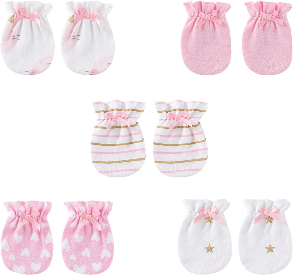 5 Pairs Baby Not Scratch Mittens 0-6 Months New Born Boy Girl Gloves Cute Infant Accessories