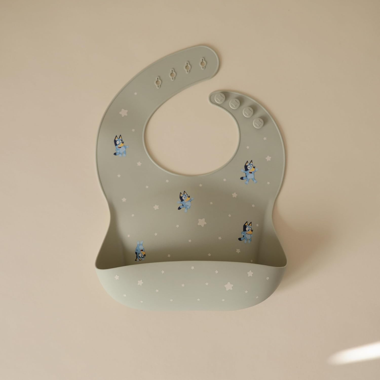mushie x Bluey Silicone Baby Bib | Adjustable Fit Waterproof Bibs (Bluey Sage)