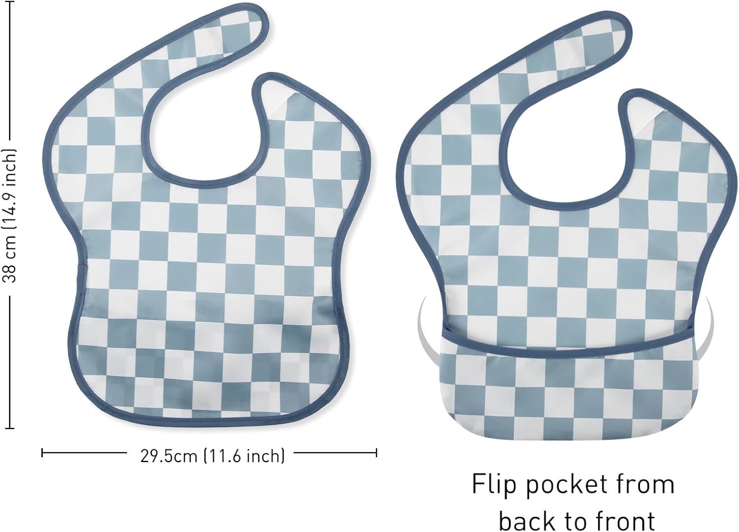 Mess Proof Baby Bib 3 Pack, Waterproof Led Weaning Baby Feeding Bibs with Food Catcher, Travel Feeding Bibs