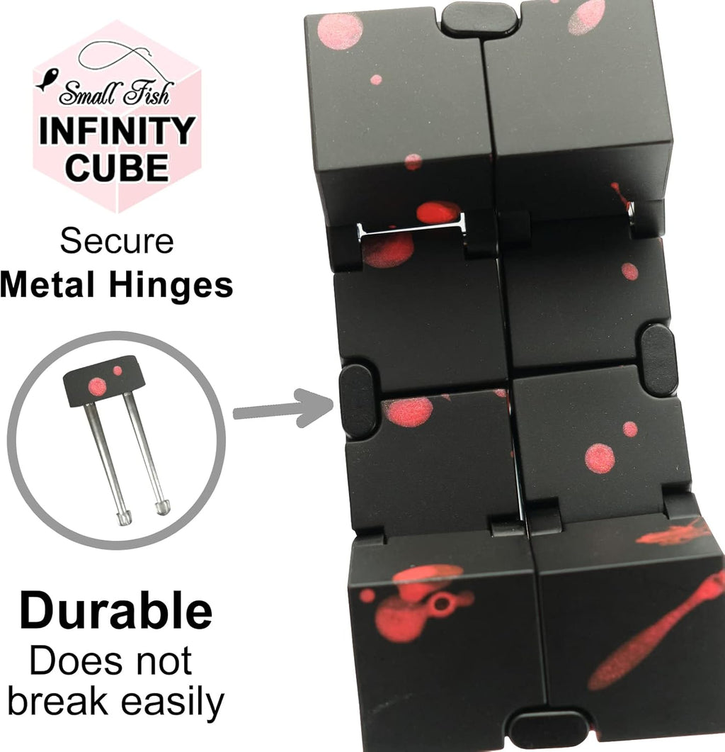 SMALL FISH Fidget Infinity Cube - Built-in Metal Never Ending Infinity Cube, Cool Sensory Infinite Fidget Toy for Stress and Anxiety Relief, Best for Adults and Kids with Autism,and ADHD (Black)