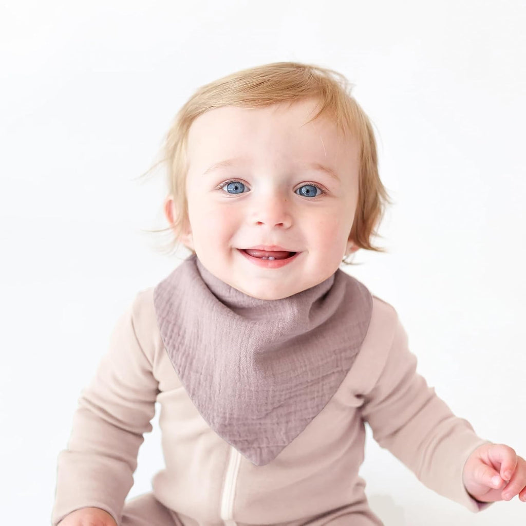 Konssy Muslin Baby Bibs 10 Pack Baby Bandana Drool Bibs 100% Cotton for Unisex Boys and Girls, Soft Absorbent Set for Teething and Drooling