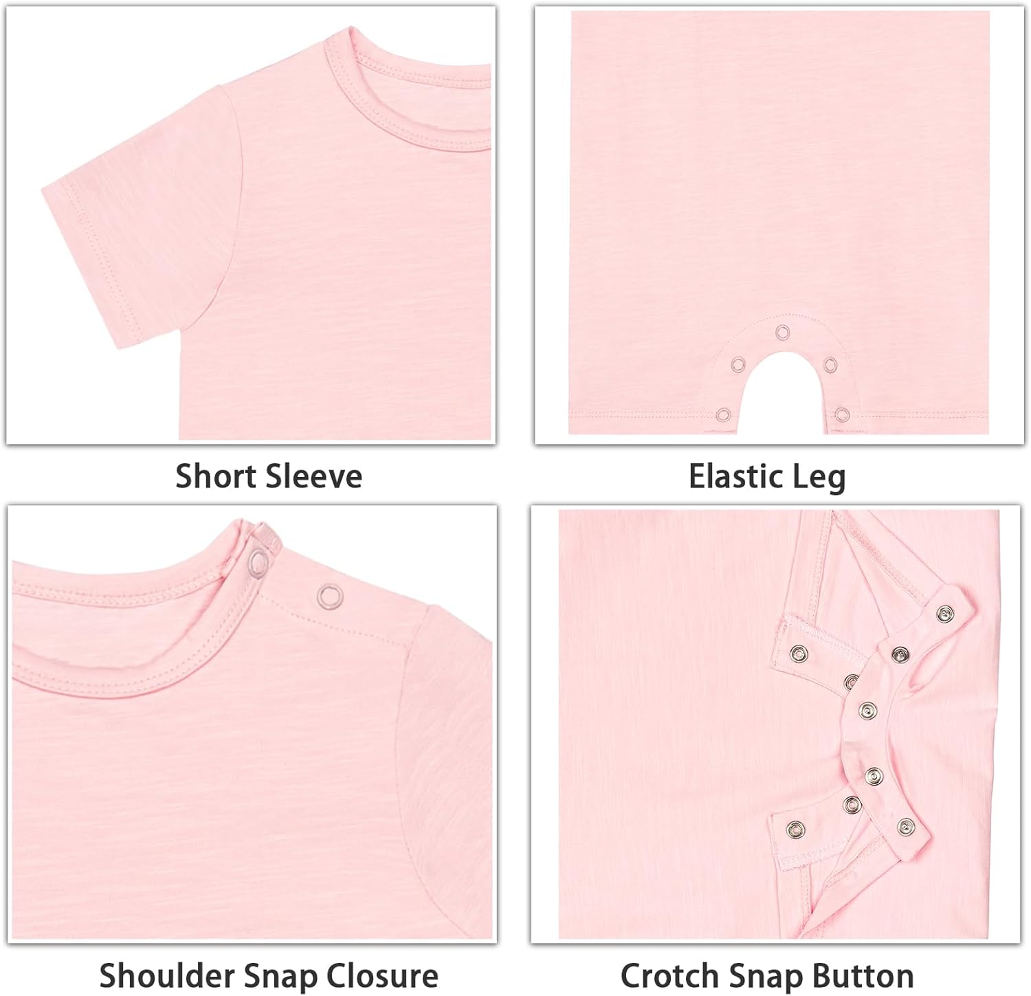 GUISBY Baby Short Sleeve Bodysuit Snap Crotch Closure Cotton Pajamas for Baby 3-Packs