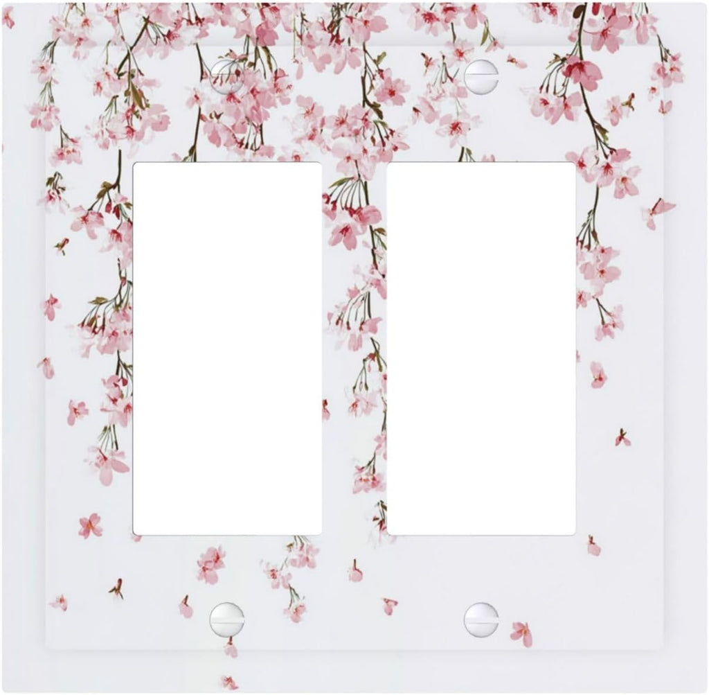 Decorative Outlet Covers Sakura Plant Floral Pink Flowers 2 Gang Double Gfci Rocker Electrical Wall Panels Light Switch Cover Plate For Bed Room Living Room Decor