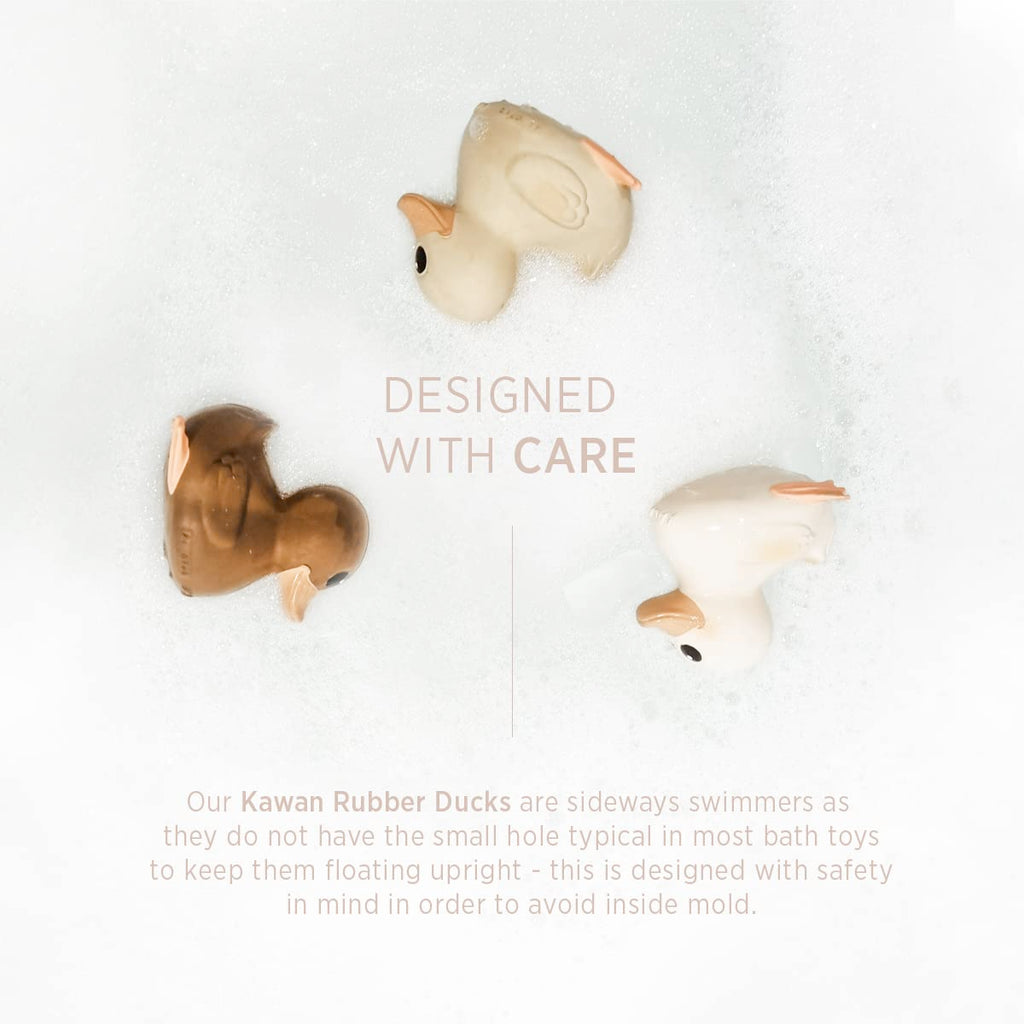 HEVEA Kawan Mini Rubber Duck - 100% Natural Rubber Baby Bath Toy - Eco Friendly, Perfect for Playing, Teething, and Bathing - Mold Free Bath Toys - Eggnog