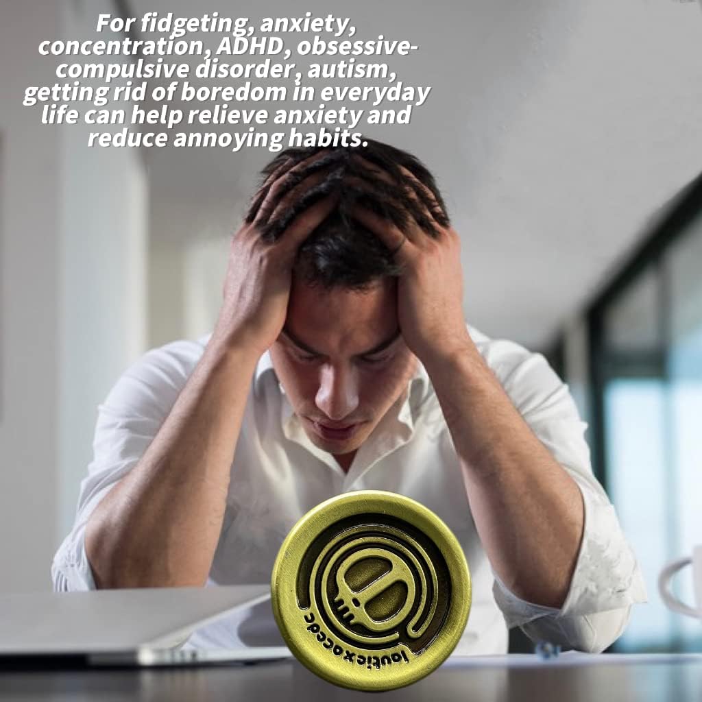 Haptic Coin Fidget Slider Metal EDC Fidget Clicker Office Fidget Toys for Adults ADHD Autism Sensory -Yellow