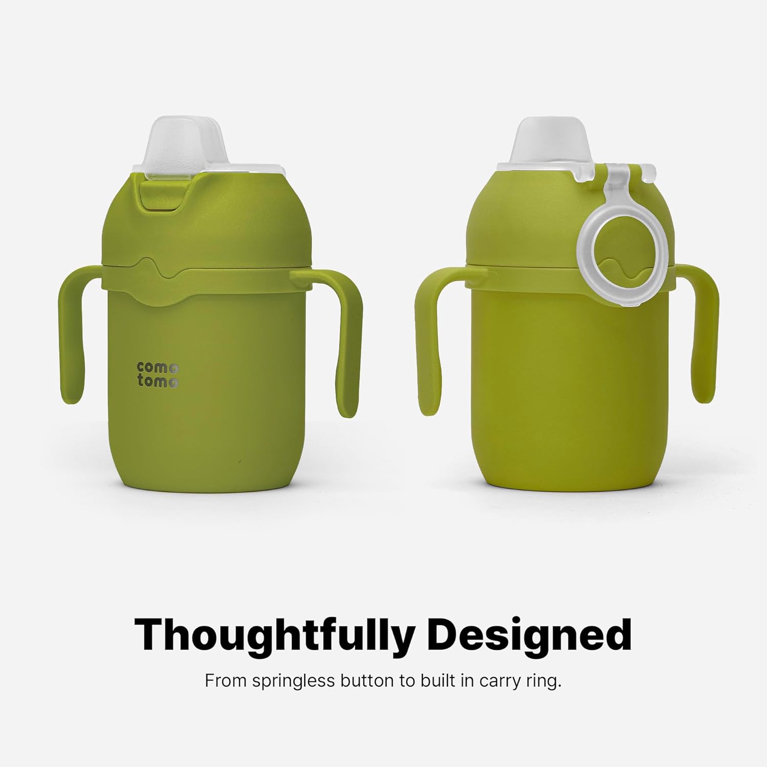 Comotomo Toddler Tumbler 8oz Insulated Sippy Cup with Silicone Straw and Spout, Green