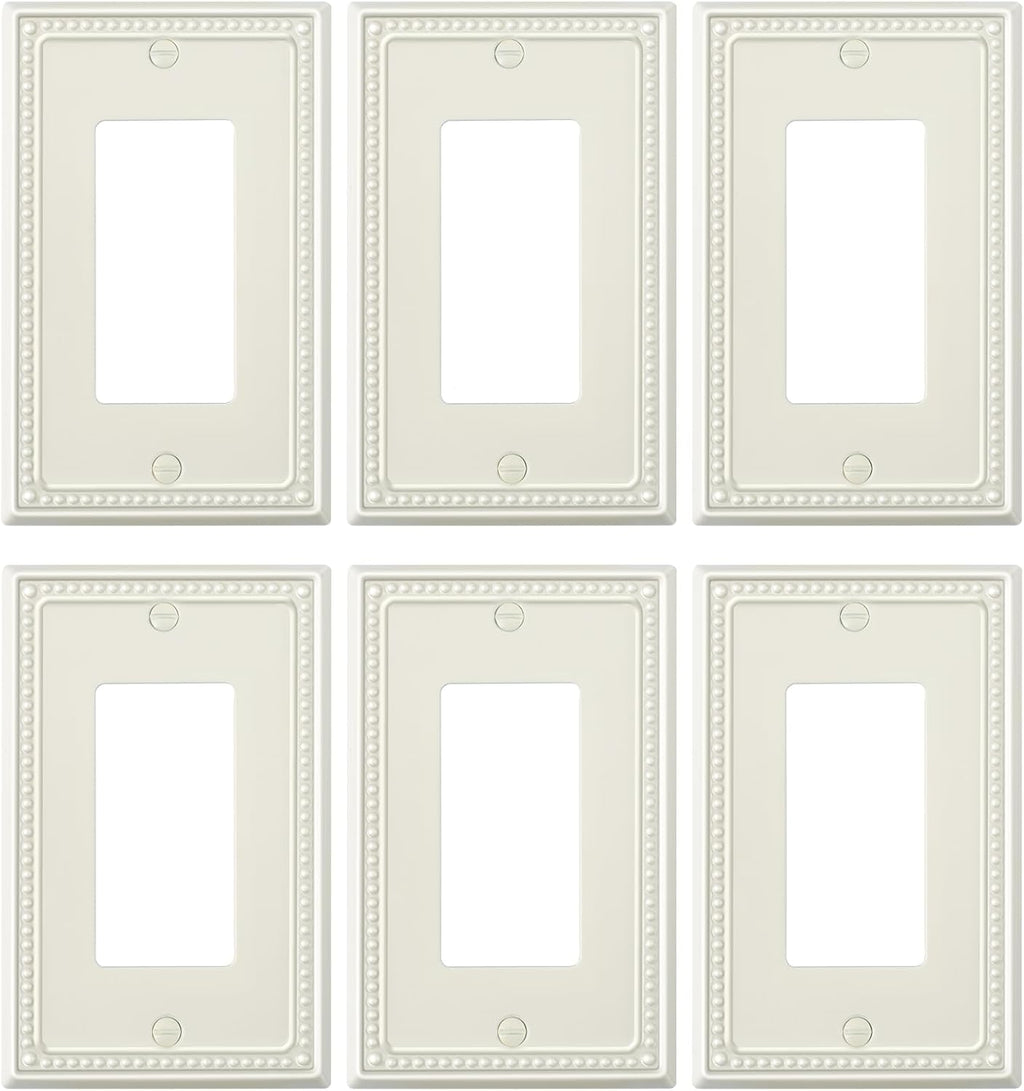6-Pack Decorator Outlet Cover Plate, Decorative Switch Plates and Outlet Covers, Light Almond Metal Wall Plates for Electrical Outlets, Receptacle, GFCI Outlet, Dimmer Switch