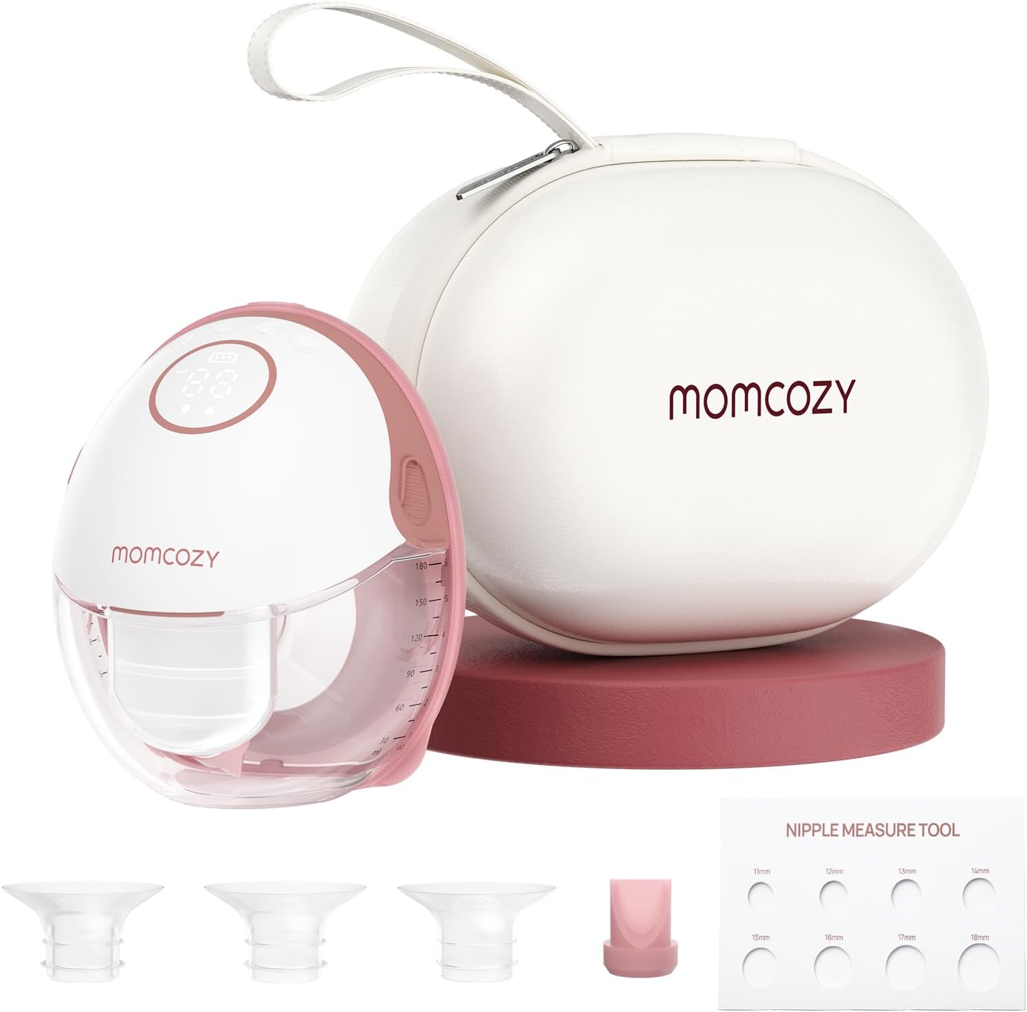Momcozy Breast Pump Hands Free Mobile Style | M6, Wearable Breastfeeding Pump Ideal Rhythm for More Milk, DoubleFit Flange More Fit & Discreet with 3 Modes & 9 Levels, 24mm - 1 Pack Cozy Red