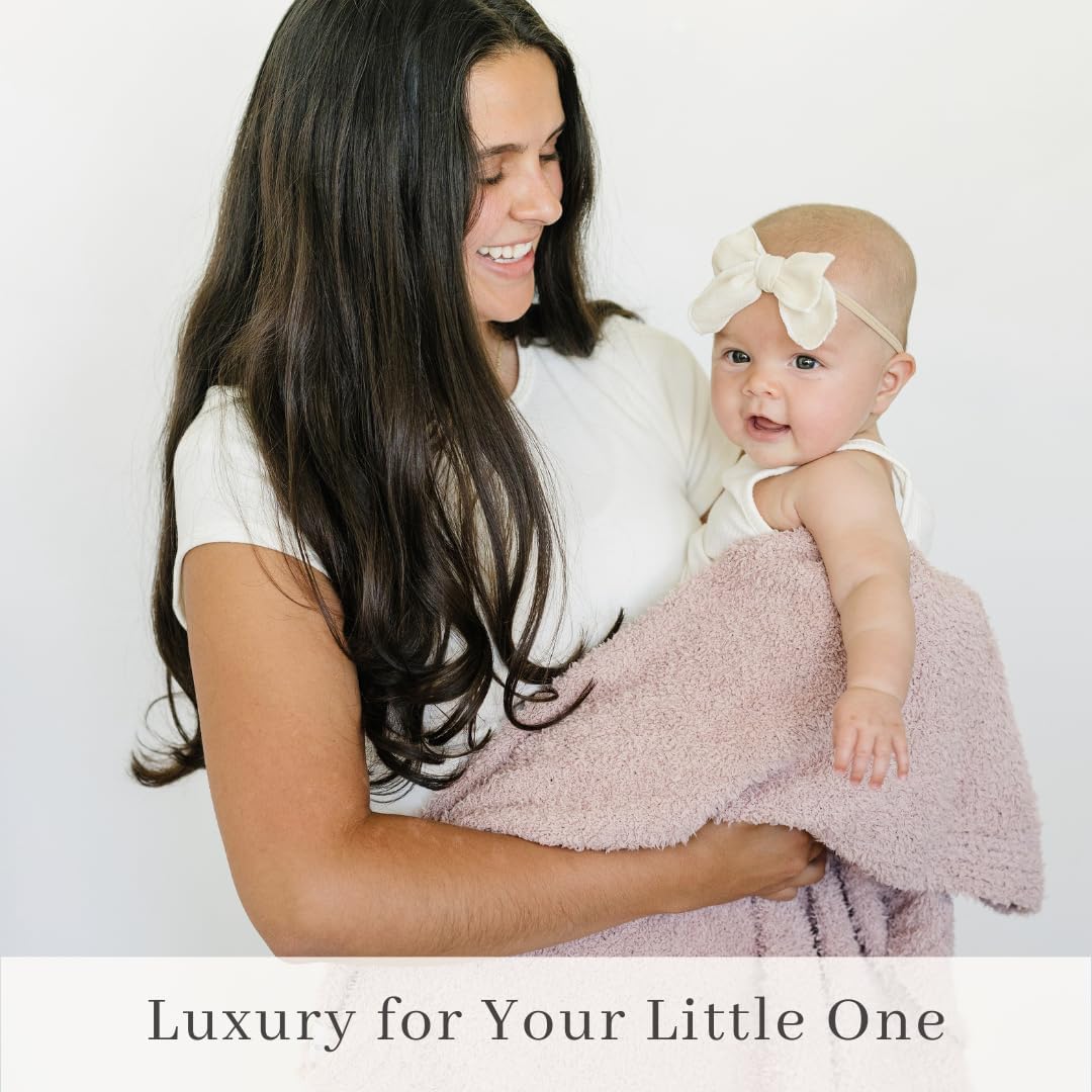 SARANONI Bamboni Luxury Baby Blanket | Plush Blanket for Infant Boys & Girls | Receiving Blanket 30” x 40” | Soft Pink