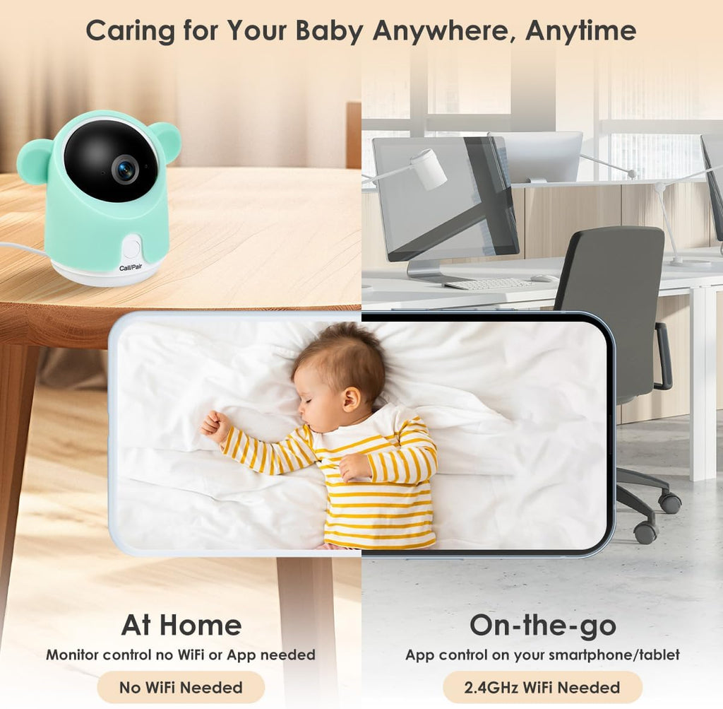 Baby Monitor with Camera and Audio, 1080P Baby Camera Monitor WiFi Smartphone App Control Night Vision 4.3” Screen 2-Way Talk Temperature & Humidity Sensor Lullabies Motion & Cry Detection iOS/Android