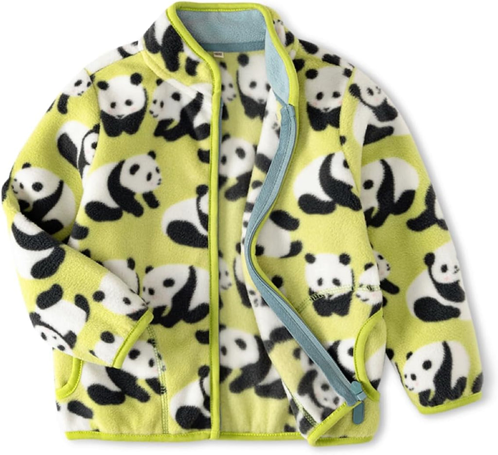 Kids Printed Polar Fleece Jacket Toddler Baby Boys Girls Autumn Winter Warm Sherpa Lining Outerwear Soft Lightweight