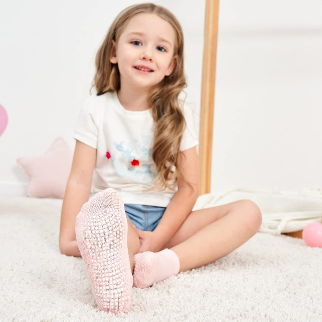 Zaples Baby Non Slip Grip Ankle Socks with Non Skid Soles for Infants Toddlers Kids Boys Girls