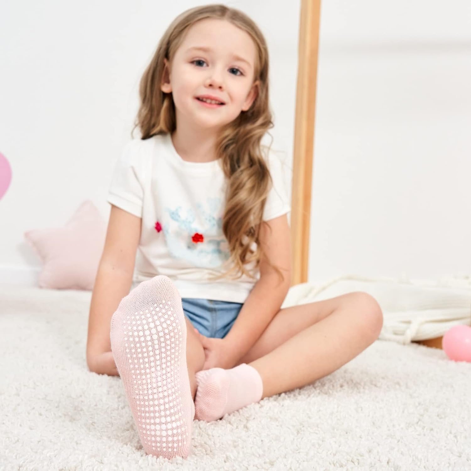 Zaples Baby Non Slip Grip Ankle Socks with Non Skid Soles for Infants Toddlers Kids Boys Girls