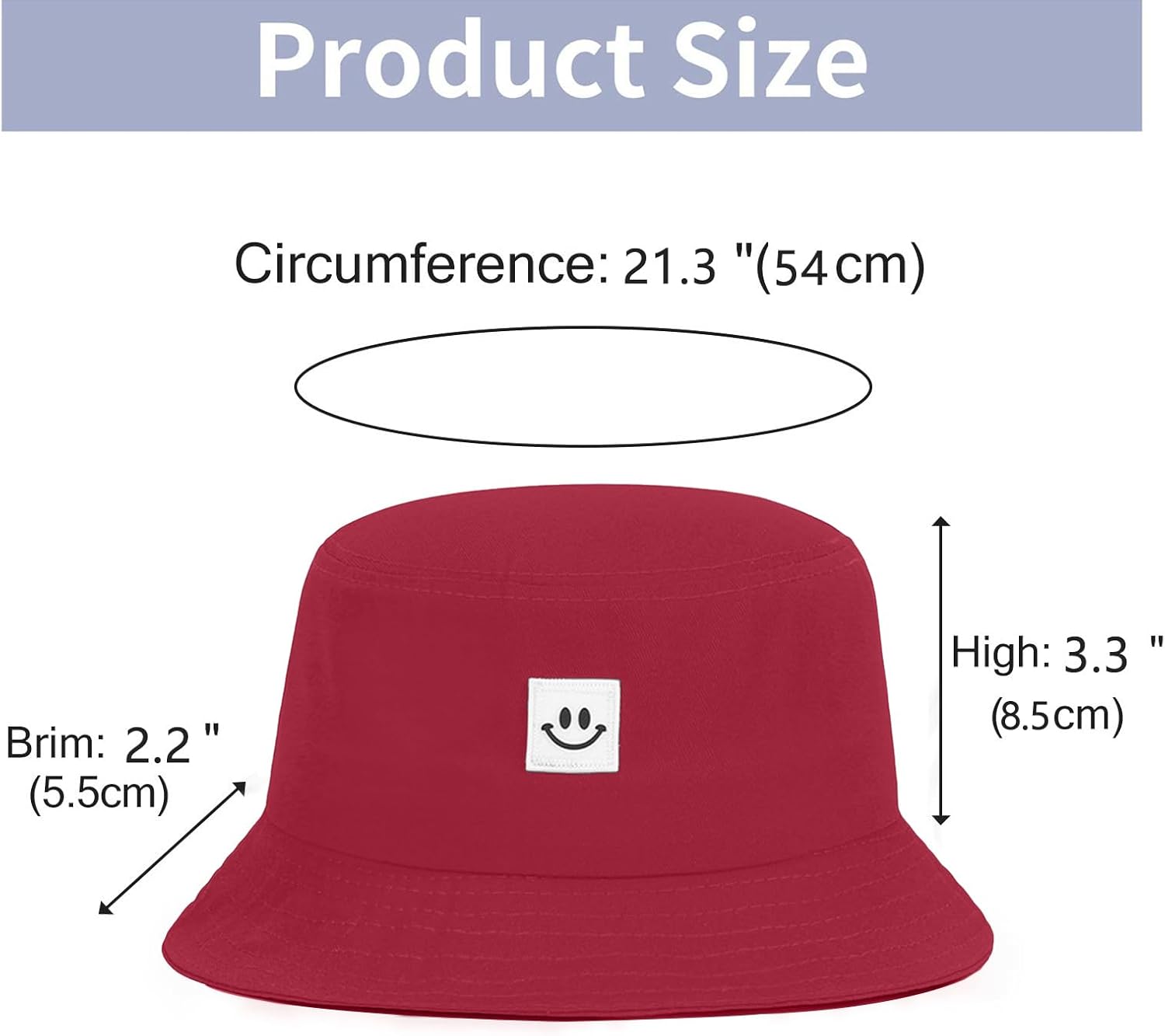 Kids Sun Hat Smile Face Bucket Hat for Girls Boys Summer Sun Protection Cotton Unisex Beach Cap