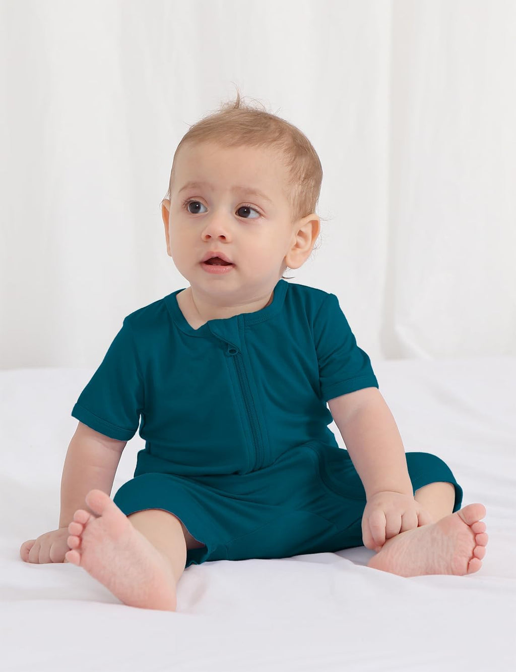 Jimonda Boys Baby Girls Short Sleeve Romper Unisex Baby Footless Pajamas With Viscose 2-Way Zipper Front 3Pcs0-24Months