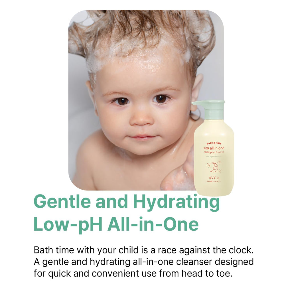 AVCA Baby & Kids All-in-One Shampoo & Wash for Sensitive Skin and Gentle Cleansing 500ml/16.90fl. oz.