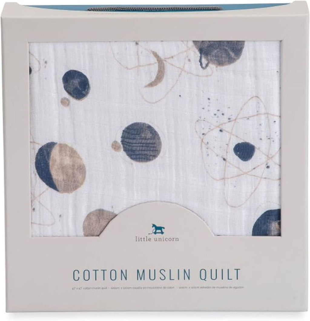 Little Unicorn Original Premium Cotton Quilt | Multi-Layered & Extra-Soft Muslin Fabric |for Babies & Toddlers (Planetary)