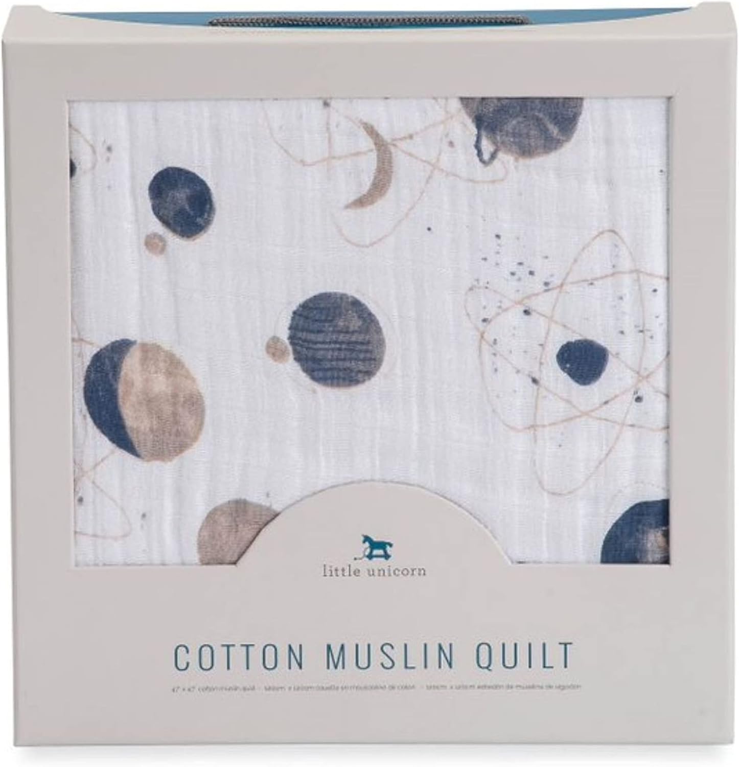 Little Unicorn Original Premium Cotton Quilt | Multi-Layered & Extra-Soft Muslin Fabric |for Babies & Toddlers (Planetary)