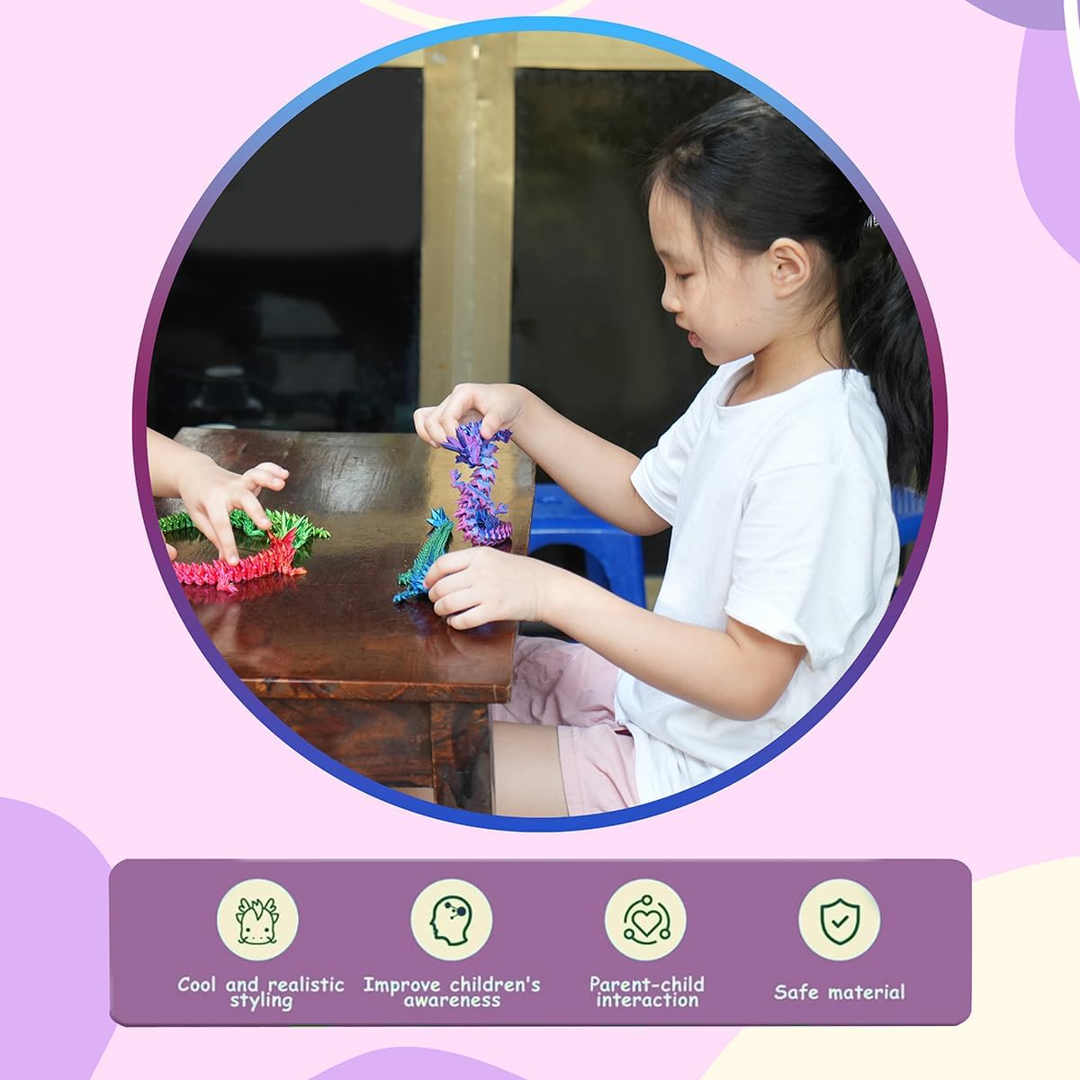 12" 3D Printed Dragon, Articulated Dragon, Crystal Dragon, Dragon Fidget Toy, Home Office Decor Executive Desk Toy (Red)