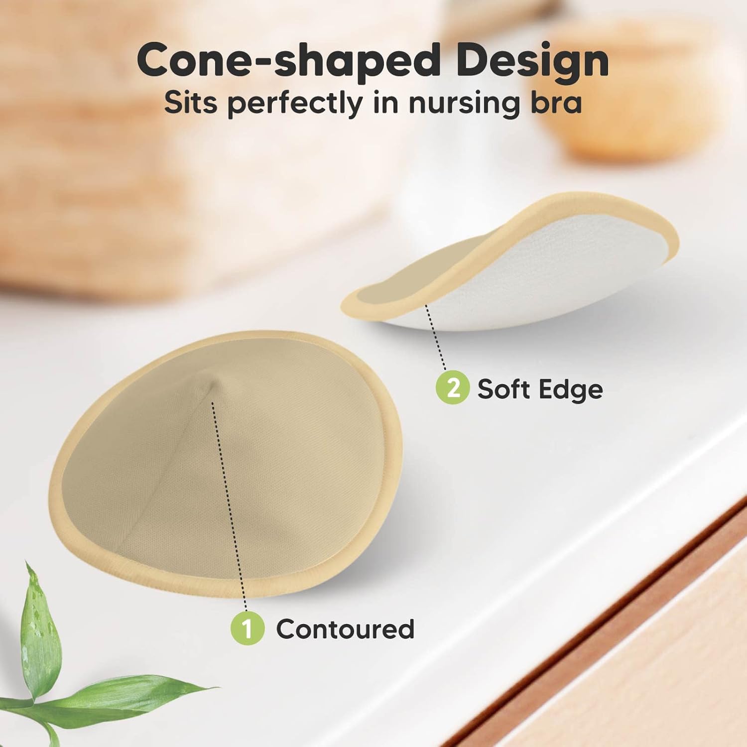 Organic Nursing Pads - 14 Washable Viscose Derived from Bamboo Breastfeeding Pads, Wash Bag, Reusable Breast Pads for Breastfeeding, Nipple Pads for Breastfeeding Essentials(Earth, L 4.8")