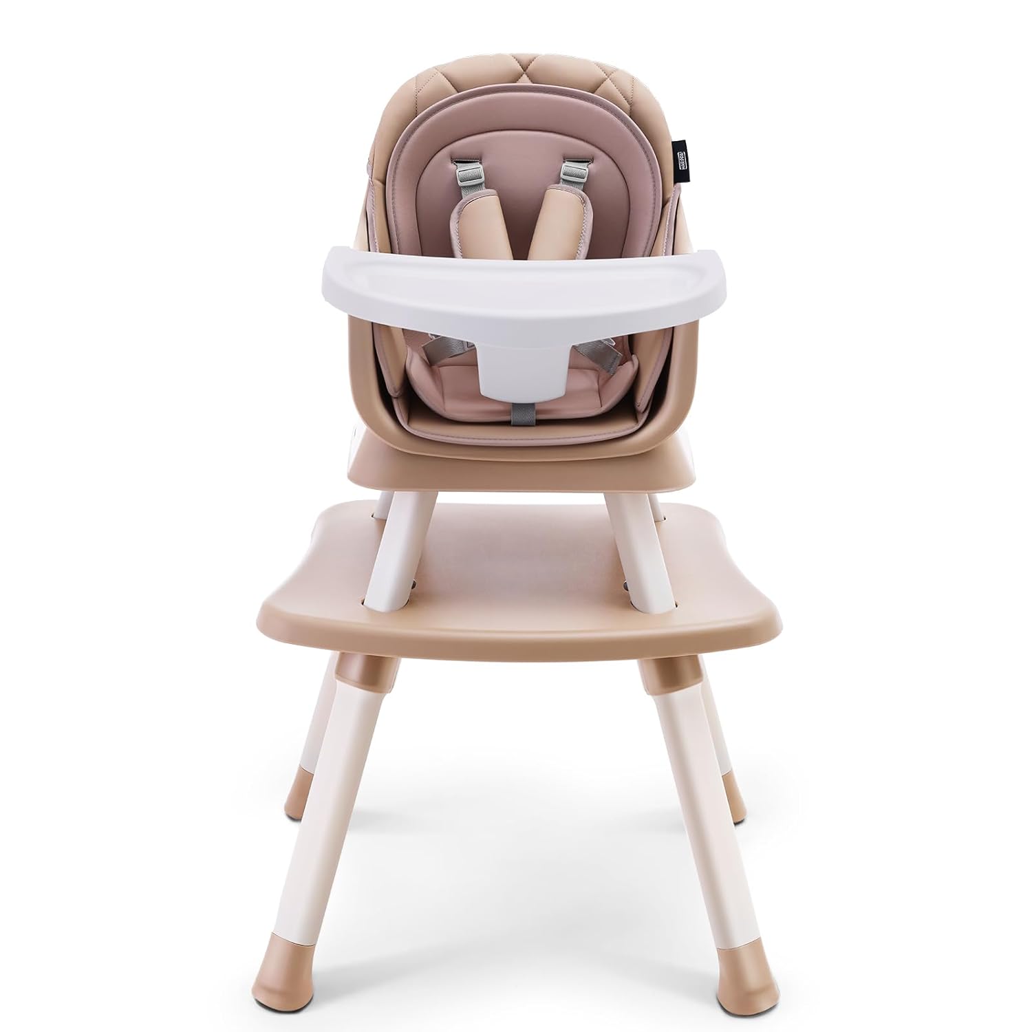HARPPA 6 in 1 Baby High Chair, Convertible Infant Feeding Chair for Babies & Toddlers Table, Dining Booster Seat with Removable Tray, Khaki