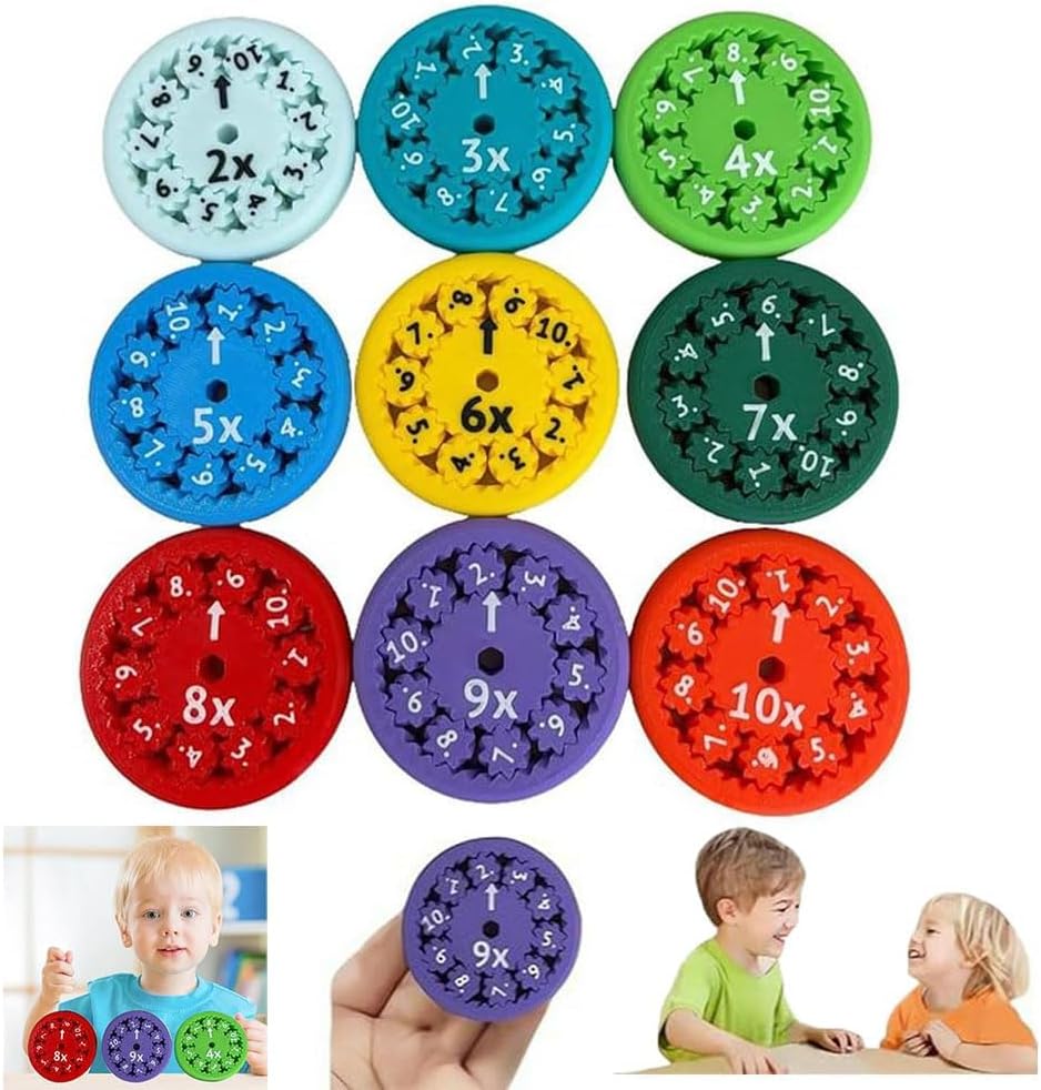 Math Facts Fidget Spinners, Multicolored Math Facts Fidget Spinners, Math Fact Fidget Spinners, Fidget Spinners for Kids, Math Games, Fidgeters Who are Learning Math (Multiply Or Divide 9pcs)