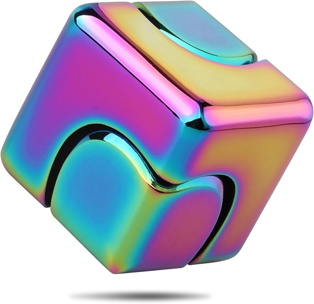 Infinity Cube Fidget Spinner Toy for Kid Adult, Metal EDC Fidget Block Figner Spinner 4 in 1 Focus Spinning Toy, Cool Sensory Desk Gadget Stress Relief Gift for Boy Girl Teen Men (Rainbow)