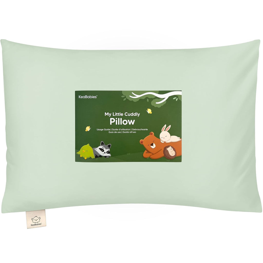 Toddler Pillow with Pillowcase - 13x18 My Little Cuddly Pillow, Viscose Derived From Bamboo Nursery Toddler Pillows for Sleeping,Kids Pillow,Small Travel Pillows,Mini Toddler Bed Pillow (Sage)