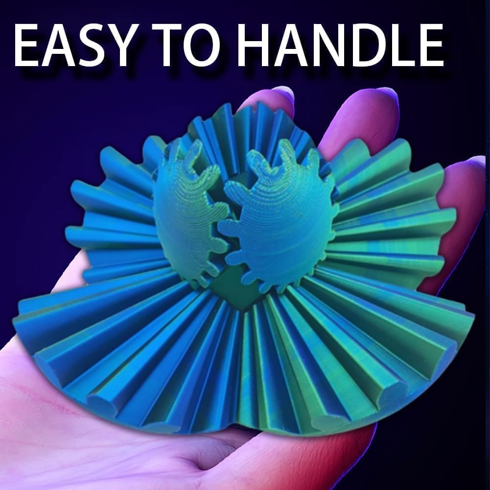 Gear Ball 3D Printed Gear Ball Fidget Toy, Gear Ball Fidget Toy, Perfect for Stress and Anxiety Relaxing fidget Toy, Desk Toy - Ideal for Sensory Needs and Autism (Laser Green Blue)