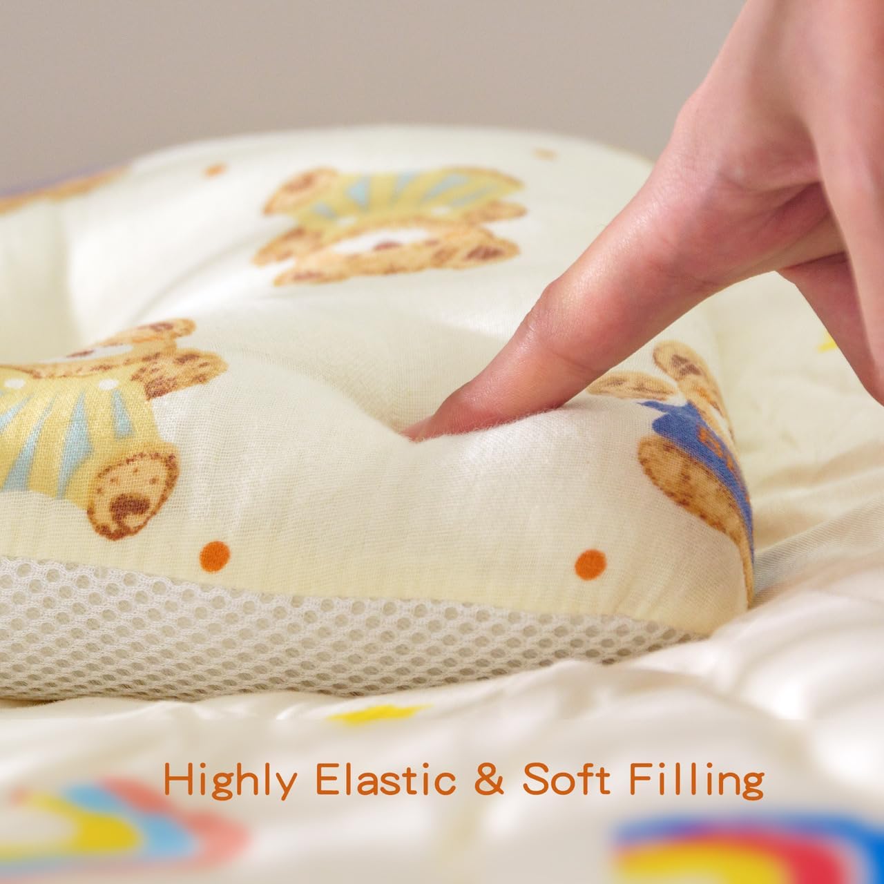 Unisex Pillow 13x9x2, Hypoallergenic Airmesh Breathable Cool 100% Cotton, Control Sweat, Ideal for Travel, Small, Car, Travel, MultiFunctual Small Decor Pillows (Teddy Design)